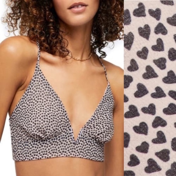 Free People Casie Soft Bra Nude Combo Heart NWT extra small - Picture 2 of 16